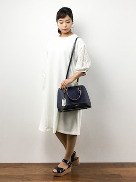 「& chouette（アンドシュエット）のアイテム（ボストンバッグ）」を使った、ゆか☺︎さん（レディース・154cm）の夏コーディネート
