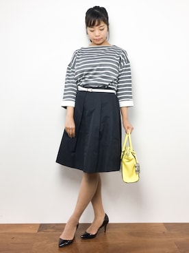 「& chouette（アンドシュエット）のアイテム（ボストンバッグ）」を使った、ゆか☺︎さん（レディース・154cm）の秋コーディネート