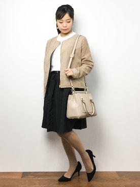 「TIENS ecoute（ティアンエクート）のアイテム（ジャケット/アウター）」を使った、ゆか☺︎さん（レディース・154cm）の秋コーディネート