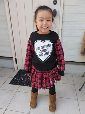 「BLOC（ブロック）のアイテム（スウェット）」を使った、子供服☆JUICYさん（キッズ・120cm）の冬コーディネート