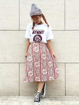 「アイテム（ニットキャップ/ビーニー）」を使った、Aymmyさん（レディース・152cm・10代）の夏コーディネート