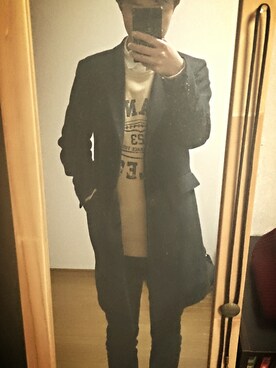 「チェスター」｜「アイテム（スウェット）」を使った、penpenさん（メンズ・170cm）の冬コーディネート