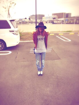 「G-（ジー）のアイテム」を使った、なこさん（レディース・157cm）の秋コーディネート