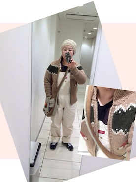 「カウチンセーター」｜「アイテム（オールインワン・サロペット）」を使った、すーさんＤＸさん（レディース・160cm）の冬コーディネート