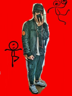 「NEFF（ネフ）のアイテム（帽子）」を使った、波汰さん（メンズ・176cm）の冬コーディネート