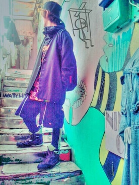 「NEFF（ネフ）のアイテム（帽子）」を使った、波汰さん（メンズ・176cm）の冬コーディネート