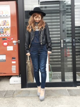 「アベイル」｜「アイテム（サロペット/オーバーオール）」を使った、りにゃぷさん（レディース・157cm）の冬コーディネート