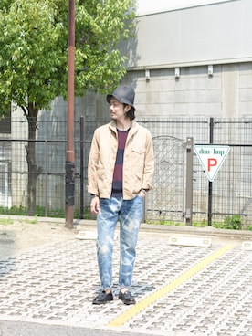 「アイテム（ミリタリージャケット）」を使った、TEJIEさん（メンズ・180cm・20代）の春コーディネート