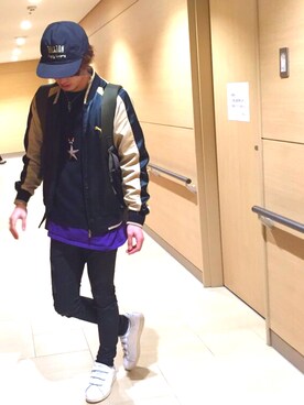 「PUMA（プーマ）のアイテム（その他アウター）」を使った、しんたろーさん（メンズ・174cm）の春コーディネート