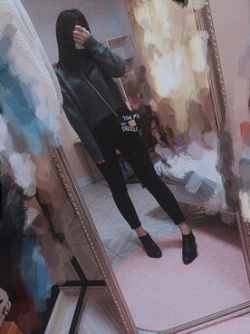 「alexanderwang（アレキサンダーワン）のアイテム（ブーティ、ブラック系）」を使った、ruruさん（レディース）の冬コーディネート