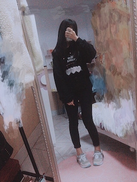 「BUBBLES（バブルス）のアイテム（パーカー）」を使った、ruruさん（レディース・163cm）の冬コーディネート