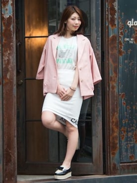 「ストライプジャケット」｜ＭＩＣＨＩＲＵさん（レディース・162cm）の春コーディネート