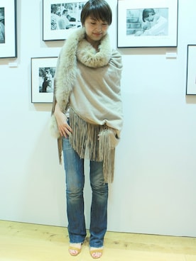 「アイテム（ストール/ショール）」を使った、AYAさん（レディース・163cm）の夏コーディネート