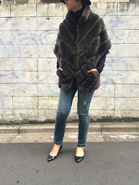 「Deuxieme Classe（ドゥーズィエムクラス）のアイテム（その他アウター）」を使った、AYAさん（レディース・163cm）の秋コーディネート