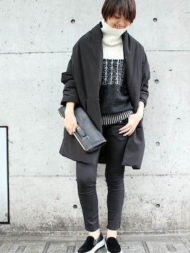 「Deuxieme Classe（ドゥーズィエムクラス）のアイテム（その他アウター）」を使った、AYAさん（レディース・163cm）の冬コーディネート