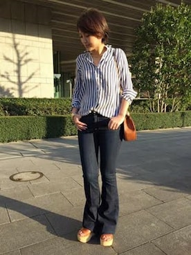 「フレアデニム」｜AYAさん（レディース・163cm）の春コーディネート