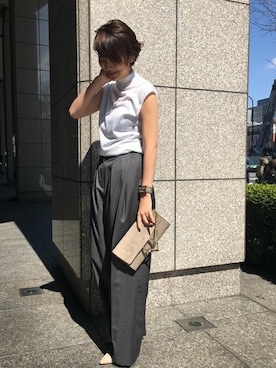 「ノースリーブニット」｜AYAさん（レディース・163cm）の春コーディネート