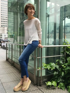 「アイテム（サンダル、グリーン系）」を使った、AYAさん（レディース・163cm）の春コーディネート