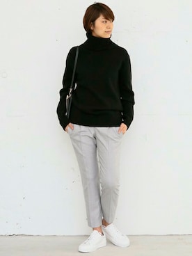 「INCOTEX（インコテックス）のアイテム」を使った、AYAさん（レディース・163cm）の秋コーディネート