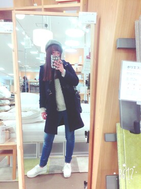 「STUDIOUS（ステュディオス）のアイテム（ダッフルコート）」を使った、AHIRUさん（レディース・164cm）の冬コーディネート