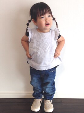 「アイテム（肌着、ブラック系）」を使った、ichikaさん（キッズ・80cm）の夏コーディネート