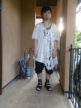 「MACARONIC（マカロニック）のアイテム」を使った、薬指マンさん（メンズ・170cm）の夏コーディネート