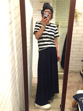 「passage mignon/flaneur（パサージュミニョンフラヌール）のアイテム（ニットキャップ/ビーニー）」を使った、minorix さん（レディース・164cm）の夏コーディネート