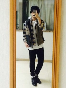 「アイテム（ダウンベスト、その他）」を使った、noriさん（メンズ・168cm）の秋コーディネート
