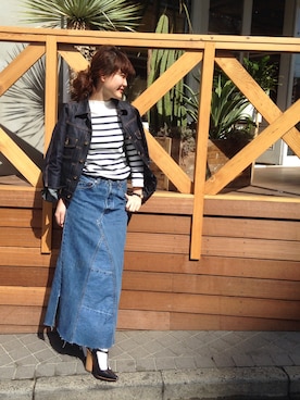 「TODAYFUL（トゥデイフル）のアイテム（デニムジャケット）」を使った、MOMOKO KOIKEさん（レディース・158cm）の冬コーディネート