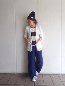 「TODAYFUL（トゥデイフル）のアイテム（ニットキャップ/ビーニー）」を使った、MOMOKO KOIKEさん（レディース・158cm）の春コーディネート