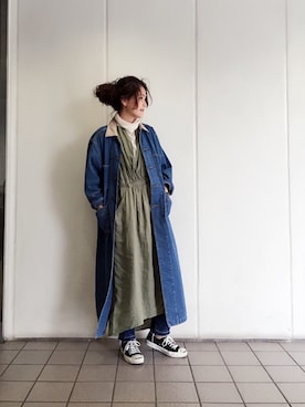 「TODAYFUL（トゥデイフル）のアイテム（チェスターコート）」を使った、MOMOKO KOIKEさん（レディース・158cm）の秋コーディネート
