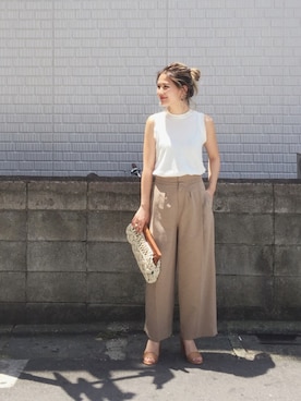 「Joie（ジョア）のアイテム」を使った、MOMOKO KOIKEさん（レディース・158cm）の夏コーディネート