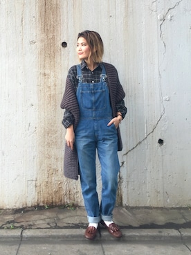 「TODAYFUL（トゥデイフル）のアイテム（オールインワン・サロペット）」を使った、MOMOKO KOIKEさん（レディース・158cm）の冬コーディネート
