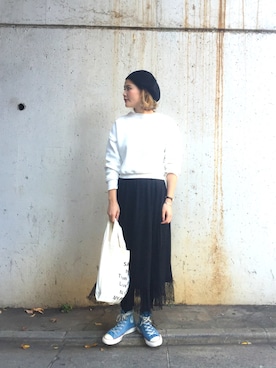 「TODAYFUL（トゥデイフル）のアイテム（ハンチング/ベレー帽）」を使った、MOMOKO KOIKEさん（レディース・158cm）の冬コーディネート
