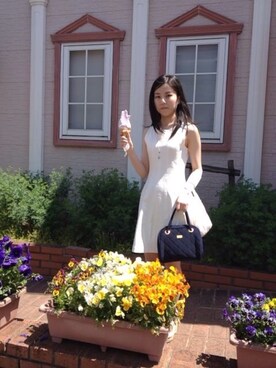 「ロン毛」｜「アイテム（ワンピース/ドレス）」を使った、さっちゃんさん（レディース・156cm）の夏コーディネート