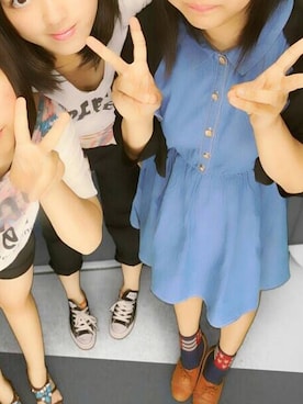 「アイテム（ワンピース/ドレス、ブルー系）」を使った、綾子さん（レディース・158cm）の夏コーディネート