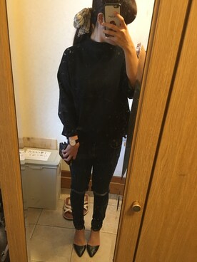 「Daniel Wellington（ダニエルウェリントン）のアイテム（アナログ腕時計、ブラック系）」を使った、m  さん（レディース・162cm）の秋コーディネート