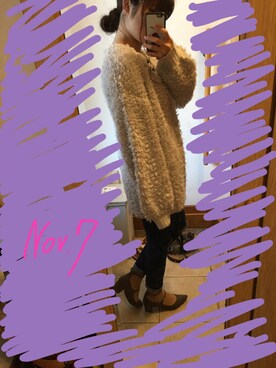 「chico_（チコ）のアイテム（カーディガン/ボレロ、グレー系）」を使った、m  さん（レディース・162cm）の秋コーディネート