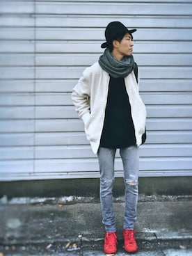 「SHIPS（シップス）のアイテム（帽子）」を使った、macky☺︎さん（メンズ・172cm）の冬コーディネート