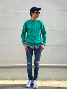 「H&M（エイチ・アンド・エム）のアイテム（キャップ）」を使った、macky☺︎さん（メンズ・172cm）の冬コーディネート