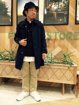 「Engineered Garments（エンジニアードガーメンツ）のアイテム（その他）」を使った、栗原さん（メンズ・163cm）の春コーディネート