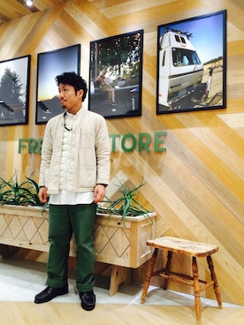 「Engineered Garments（エンジニアードガーメンツ）のアイテム（その他）」を使った、栗原さん（メンズ・163cm）の春コーディネート