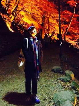 「GLOBAL WORK（グローバルワーク）のアイテム（チェスターコート、ブラック系）」を使った、ひろさん（メンズ）の秋コーディネート