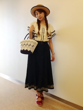 「axes femme（アクシーズファム）のアイテム（Tシャツ/カットソー）」を使った、なえちゃんさん（レディース・160cm）の夏コーディネート
