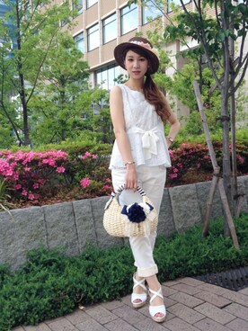 Axes Femme アクシーズファム のデニムパンツ ホワイト系 を使った人気ファッションコーディネート Wear