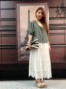 「axes femme（アクシーズファム）のアイテム（パーカー）」を使った、なえちゃんさん（レディース・160cm）の夏コーディネート