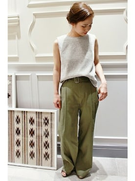「カーキパンツ」｜Mikiさん（レディース・154cm）の春コーディネート