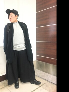 「袴パンツ」｜「アイテム（その他アウター）」を使った、manaさん（レディース・161cm）の秋コーディネート