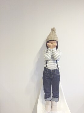 「アイテム（ブーツ）」を使った、hi-さん（キッズ・110cm）の秋コーディネート