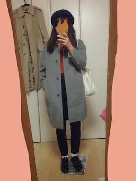 「コクーンコート」｜「アイテム（帽子）」を使った、鹿さん（レディース・160cm）の秋コーディネート